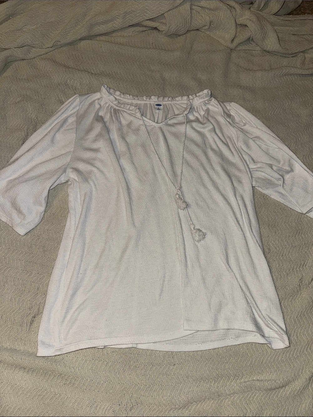 Old Navy White Women's Off-Shoulder Tunic with Tassel Detail